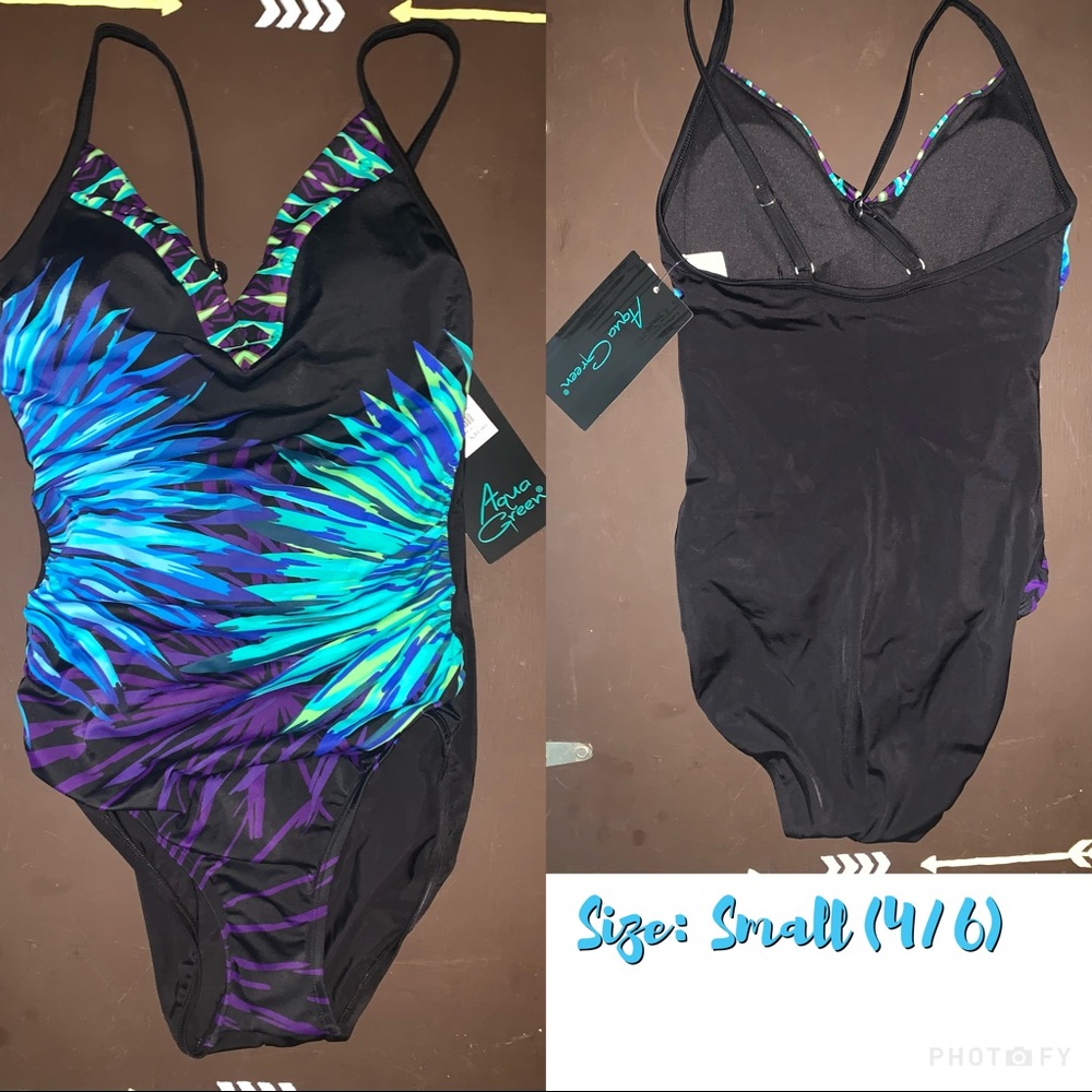 Aqua Green One Piece Swimsuit, Size Small